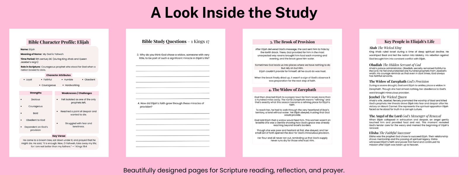 Preview pages from the free Elijah Bible Study PDF